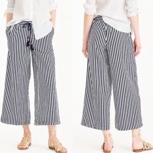 J. Crew Navy and White Striped Wide-Leg Pants